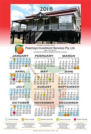 Peacheys calendar 2018 Peacheys calendar 2018